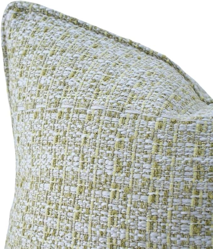 Luxury Tweed & Chenille Throw Pillow Covers – Set of 2 (18" x 18") with Soft and Luxurious Textures Decorative Throw Pillows for Couch, Bed, and Home Decor (Green)