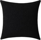 Jeneoo Black Decorative Square Thick Throw Pillow Covers Fine Textured Boucle Couch Cushion Case for Sofa Living Room Decor, Set of 1, 24 x 24 Inch