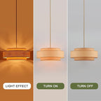 Farmhouse 23.6" Large Drum Rattan Chandelier 6-Lights Vintage Boho Rattan Chandelier Retro Vintage Bamboo Drum Chandeliers for Dining Room, Kitchen Island, Living Room, Bedroom