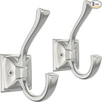 2 Pack Brushed Nickel Towel Robe Hooks, Coat Hooks for Wall Hanging Hat, Key, Bag, Mudroom Hook Entrance Bathroom Door Decorative Heavy Duty Hats Hanger