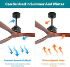 Sofucor Ceiling Fan without Lights, 60 Inch Low Profile Flush Mount Mordern Wood Ceiling Fan with Remote for Indoor Farmhouse Bedroom Living Room Outdoor Patio Porch, Reversible DC Motor, Noiseless