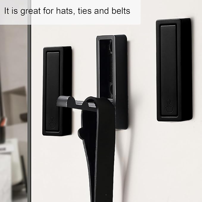 Foldable Black Wall Hooks 4 Pack,Heavy Duty Wall Hooks for Hanging Coats Towels Backpacks Bags Matte Black Towel Hooks in The Bathroom,Closet,Entryway,Pool and Kitchen. (Matte Black, 4)