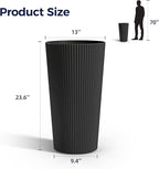 FONTOI 23.6" Tall Planter for Outdoor Plants Set of 2 Large Outdoor Plastic Striped Flower Pots, Front Porch Furniture, Garden Pots, Decorative Planters for Indoor/Outdoor, Patio, Balcony, Black