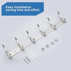 Wall Hooks Heavy Duty, 17 Inch Coat Rack Wall Mount with 6 Hooks, Silver Wall Hooks for Hanging Backpack, Bag, Purse, Clothes, Hat, Coat, Towel | Entryway & Bathroom Storage Organization Hanger