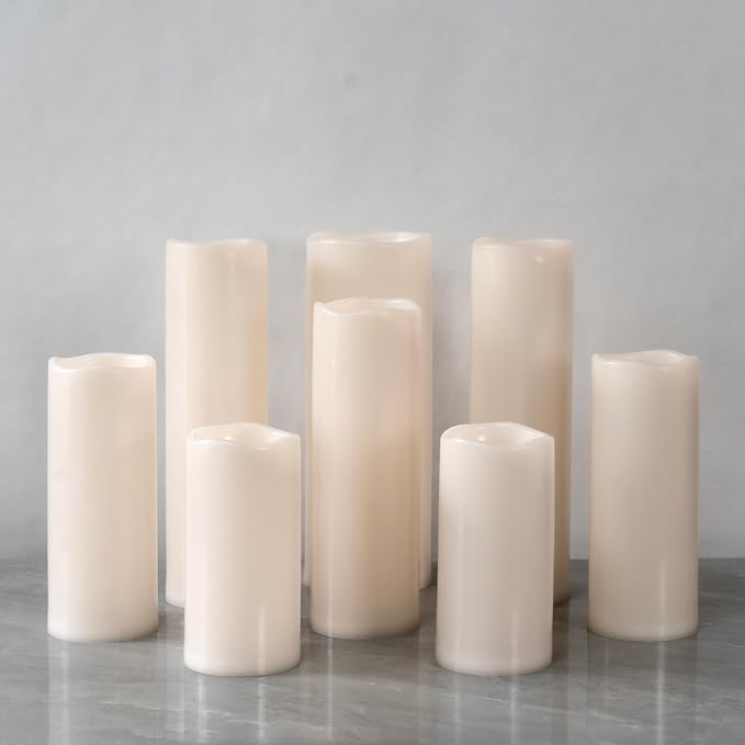 4" x 12" Large Waterproof Outdoor Flameless Candles Battery Operated LED Flickering Pillar Candles with Remote and Timer for Indoor Outdoor Lanterns, Off White, Long Lasting, Set of 2