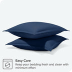 Bare Home Euro Pillow Sham Covers - Set of 2 - Premium 1800 Ultra-Soft Microfiber - Double Brushed - Bed Pillow Shams - Pillows Not Included (Set of 2, Dark Blue)