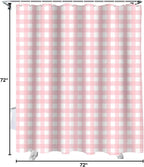 Christmas Shower Curtain, Rustic Pink White Buffalo Check Plaid Pattern Shower Curtains Set with Hooks, Farmhouse Waterproof Fabric Bathroom Curtains Decor Home Accessories,72 X 72 Inch Long