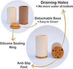 Matani Bamboo Toothbrush Holder Diatomite Tooth Brush Organizer - Storage Stand for Small Bathroom & Counter - Removable Base & Drain Holes, Water-Absorbent & Quick-Drying (Grey)