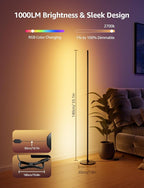 Lepro OE1 AI Smart Floor Lamp, RGBICW Corner Light with Music Sync, Alexa Compatible, Personalized AI Lighting Designer, Modern LED Standing Lamp for Living Room/Bedroom, 1000LM, 2.4G WiFi, No Remote