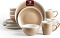 Rock Ridge Speckled Stoneware Dinnerware Set (16pc Set, Beige and Ivory)