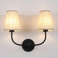 2-Lights Wall Sconces with Funnel Linen Fabric Shades, Double Light Wall Lamps for Bedroom Living Room Vanity Bathroom Hallway Stairway