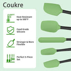Coukre Silicone Spatula Set of 5,High Temperature Resistant, Food Grade Silicone, Dishwasher Safe, for Baking, Cooking (Grass Green)