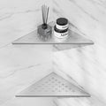 2 Pack Shower Corner Shelves, 304 Stainless Steel Recessed Bathroom Shelf for Tiled Wall, 10" Slot Design Organizer Corner Shelves for Inside Shower Decor (Silver, Cross)