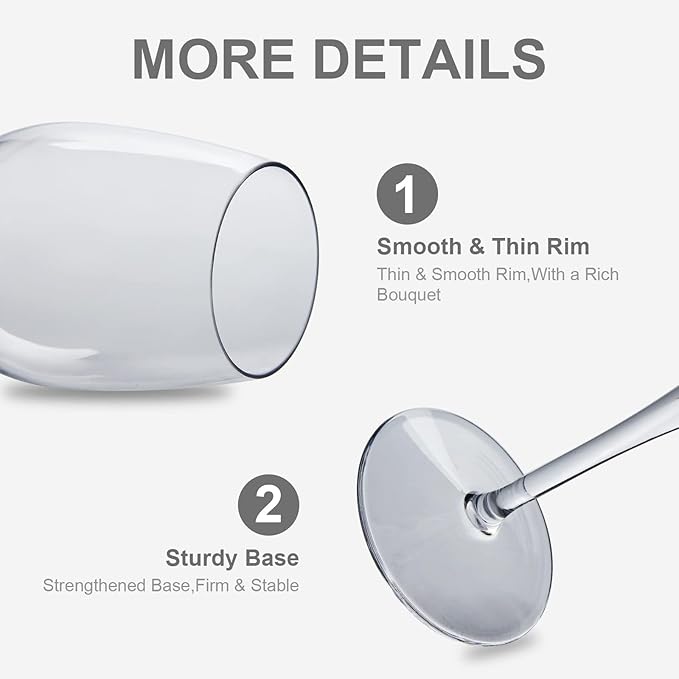 MICHLEY Floating Wine Glasses for Pool 21.5 OZ Unbreakable Tritan Plastic Red Wine Glasses with Stem Ideal for Beach Bar Camping Dishwasher Safe, Set of 4