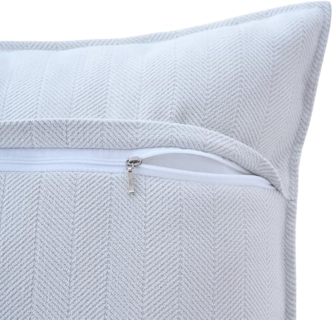 Luxury Tweed & Chenille Throw Pillow Covers – Set of 2 (18" x 18") with Soft and Luxurious Textures Decorative Throw Pillows for Couch, Bed, and Home Decor (White)