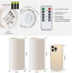 Amagic 2 Pack 8" x 4" Outdoor Plastic Electric flameless Candles with Remote Control and Timer, Battery Operated Flickering LED Pillar Fake Candle for Home, Wedding Decor, Ivory