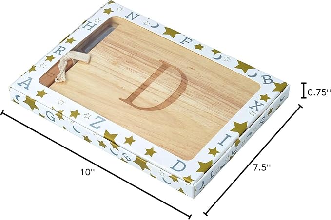 Miicol Wood Charcuterie Board, Monogram Cheese Board 10 Inch, Personalized Initial Cutting Board with Spreader, Unique Housewarming Gift, Ideal for Kitchen, Home, Letter D