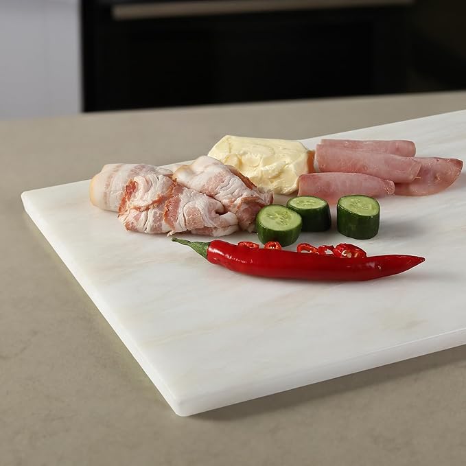 Koville African Natural Marble Cutting Board for Kitchen, 16x12inch Large Hand Crafted Marble Slab for Cheese, Charcuterie, Pastry Board - Wedding Gift, House Warming Gift
