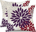 DFXSZ Purple Wine Red Flower Pillow Covers 18x18 Inch Set of 2 Outdoor Throw Pillows Outdoor Waterproof Decor for Living Room Sofa Patio Funiture Garden Floral Polyester Pillow Covers 002T18