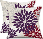 DFXSZ Purple Wine Red Flower Pillow Covers 18x18 Inch Set of 2 Outdoor Throw Pillows Outdoor Waterproof Decor for Living Room Sofa Patio Funiture Garden Floral Polyester Pillow Covers 002T18