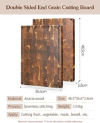 XINZUO Large Thick End Grain Acacia Wood Cutting Board- (19''L x 14''W x 1.5''T) Reversible Wooden Chopping Board with Non-Slip Feet, Built-in Handles and Juice Groove- Butcher Block Cutting Board