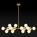 16-Light Globe Sputnik Chandelier, Mid Century Modern Light Fixture Over Table, Brass Gold Linear Chandeliers for Dining Room and Kitchen Island (Milk White Glass Bubble Shades, 40 Inch)