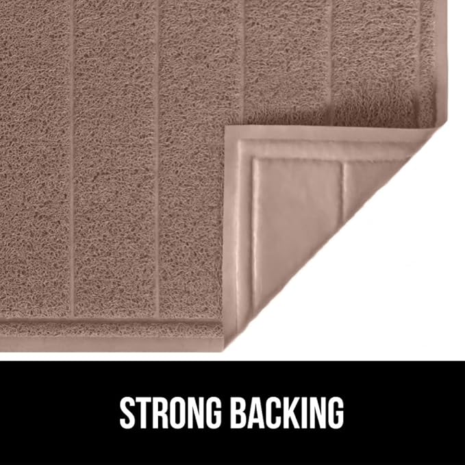 GORILLA GRIP Dirt Grabber Mesh Doormat, Low-Profile, Stain and Fade Resistant Heavy Duty Quick Dry Striped Doormats, Mats for Indoor or Outdoor Entry, Shoe Scraper, Garage Entrance Mat, 35x23, Latte