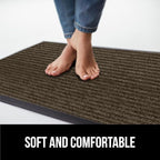 GORILLA GRIP Traffic Guard Door Mat, 2 Pack, Heavy Duty Waterproof Doormat, Commercial Office Space Welcome Mats, Stain and Fade Resistant, Low Profile, Strong Rubber Backing, 35x23, Brown