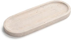 Oval Travertine Stone Tray for Jewelry, Candles, Perfume, Decorative Marble Bathroom Tray for Countertop Organizer 9.8inch x 3.9inch x 0.7inch