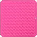 Silicone Dish Drying Mat for Multiple Usage,Easy clean,Eco-friendly,Heat-resistant Silicone Mat for Kitchen Counter or Sink,Refrigerator or Drawer liner Rose M 12 inches x 12 inches