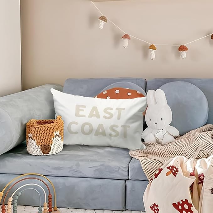Coastal Throw Pillow Cover 12x20, Clean Girl Beige Preppy East Coast Coquette Decor for Girls Room College Sofa Couch Dorm - Beige