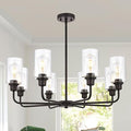 VINLUZ 8-Light Oil-Rubbed Chandelier with Clear Glass Shades, E26 Base Modern Pendant Light Fixture, Adjustable Swivel Heads Ceiling Lighting, Farmhouse Chandelier for Dining Room Kitchen Hallway