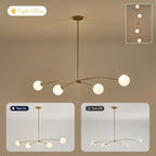Modern Gold Sputnik Chandelier L51” Mid Century 4 Lights Milk Glass Globe Ceiling Pendant Light Fixture Contemporary for Kitchen Island Dining Room Bar Bedroom Home Office