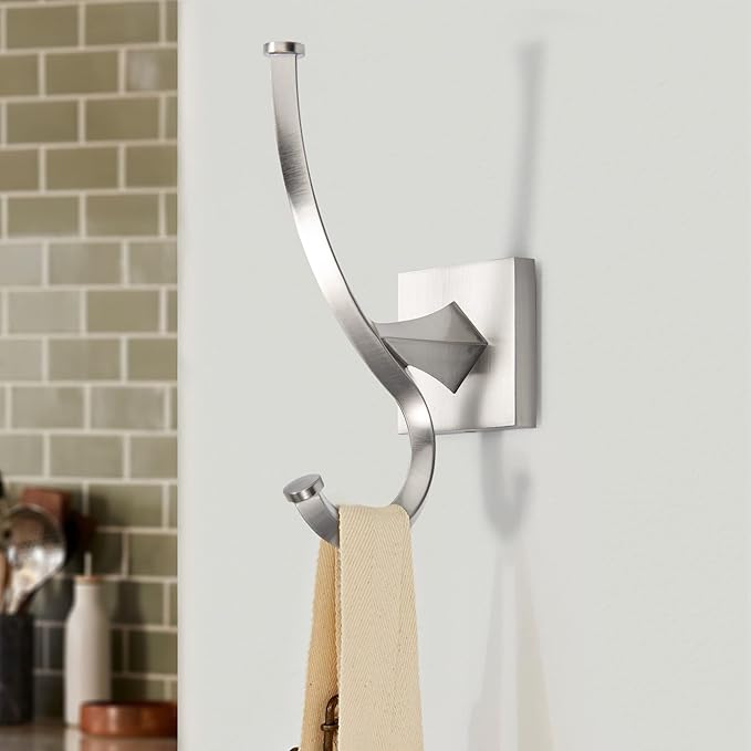 TUNNY 2 Pack Vintage Coat Hooks-Matte Nickel Brushed Wall Hooks Towel Hooks Towel Robe Hooks,for Entry Shoe Cabinet, Wardrobe Bathroom Bedroom Furniture Hardware