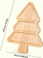 Christmas Tree Shaped Wooden Serving Tray - 12" Charcuterie Board for Cheese, Snacks, Appetizers & Desserts - Holiday Platter with Handles, Christmas Decorative Tray (12 x 8.7 x 0.6 Inches)