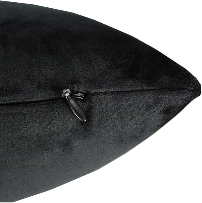 Black Couch Pillow Covers Velvet Throw Pillows 18X18 Decorative Cushion Covers Soft Solid Cozy Square Pillowcases Home Decor for Sofa Bedroom Car Set of 2