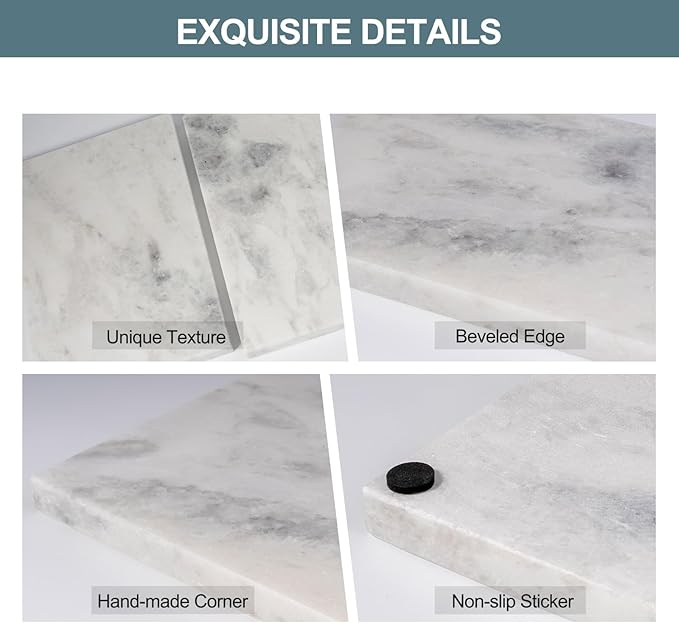 BCS Natural Marble Cutting Boards for Kitchen - 12" x 8" Multi-Purpose Pastry Marble Tray Cheese Board Marble Slab for Counter, Bathroom Perfume Tray Jewelry Candle Plate (Namib Fantasy)