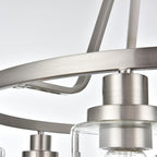 MELUCEE 6 Lights Round Chandelier Brushed Nickel Island Lighting Dining Room Lighting Fixtures Hanging Glass Pendant Light for Kitchen Living Room Bedroom