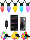 HIITEN Smart C9 Christmas Lights Outdoor 99ft, 150 LED RGBW Chasing Effects Xmas Lights Outdoor, APP and Remote Controlled with Timer Music Sync, Extendable LED Christmas Lighting for House Tree