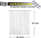 Waterproof Shower Curtain for Window Inside Shower, 30 x 36 Inches Short Plastic Bathroom Window Curtain Heavy Duty Vinyl with Hooks, Silky Frost, 30x36