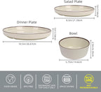 12-Piece Melamine Dinnerware Sets – Unbreakable Plates & Bowls Sets for Outdoor, Camping, Picnic, Party – Durable Dishware Sets, Lightweight & Shatterproof (Crystal Cream)