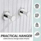 APLusee Polished Chrome Bathroom Towel Hooks 2 Pack, 304 Stainless Steel Round Robe Hooks for Bathroom Kitchen Garage, Heavy Duty Wall Mounted Towel Hanger