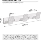 Coat Rack Wall Mount Coat Hooks - White Hook Rack with 3 Hooks Aluminum Wall Rack Hooks for Hanging Coat Hat Bag Towel Hanger Rustproof Coat Holder
