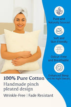 COTTON STICH Pinch Pleated Standard Pillow Shams Set of 2 Ivory 600 Thread Count Super Soft Ivory Pinch Pillow Shams Standard 20" x 26" Size 100% Egyptian Cotton Decorative Pillow Covers Set