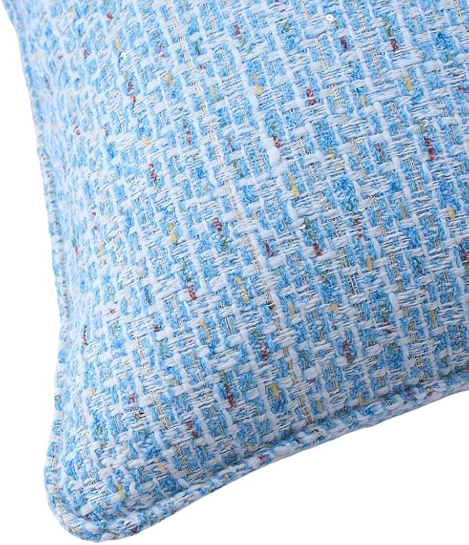 Luxury Tweed & Chenille Throw Pillow Covers – Set of 2 (18" x 18") with Soft and Luxurious Textures Decorative Throw Pillows for Couch, Bed, and Home Decor (Blue)