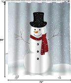 Vandarllin Custom Christmas Snowman Bathroom Shower Curtain,Waterproof Polyester Fabric -Blue Red White-Extra Long 72" x 84"