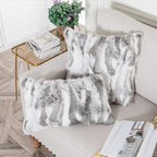 Throw Pillow Covers Fur Rabbit Skin Throw Pillow Covers Fur Sofa Rabbit Hide Pillow Case Cushion Cover (Grey, 45×45cm（18in×18in）)