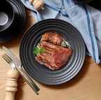 Melamine Dinnerware Sets for 4, 12Pcs Plates and Bowls Sets with Modern style, Lightweight and Unbreakable Dish Set for Camping, RV and BBQ, Dishwasher Safe, BPA free(Black)