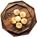 Set of 2 Acacia Wood Charcuterie Boards Round Wooden Serving Tray Fruit Platter Decor Trays Serving Ware Food Dish Serving Platters Cheese Board Square Party Trays Charger Plate Hosting Essentials