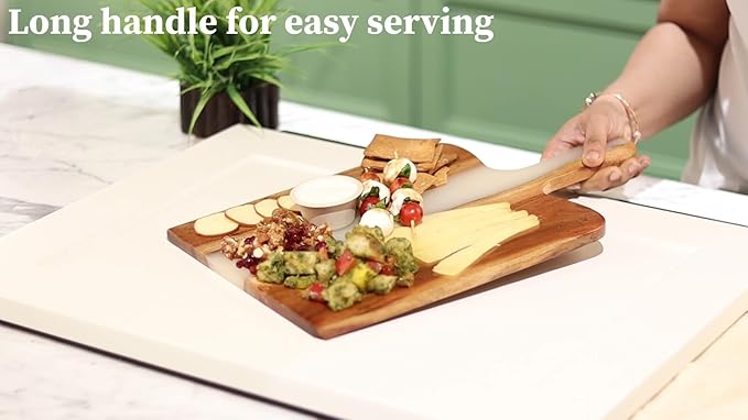 Acacia Wood & Epoxy cheese board | 16.5x10 inch | Use as serving platter tray for serving dishes, food, charcuterie, appetizers, Snacks, Fruits | Cutting Board for fruits and vegetables |White